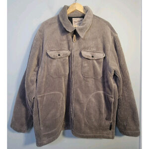 Vtg Woolrich Mens 2XL Polartec Fleece Jacket Full Zip Ribbed Brown USA